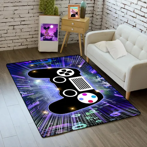 Vista 8 de Alfombra de gaming para gamers, alfombras de suelo para niños, alfombra roja y negra para gaming, dormitorio, tapetes de suelo, felpudos, alfombra