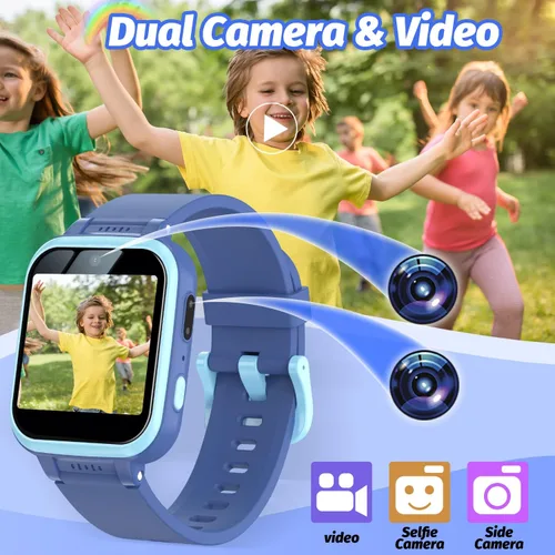 Vista 29 de Reloj inteligente para niños con juegos de rompecabezas, pantalla táctil HD, cámara de video, reproductor de música, podómetro, reloj despertador