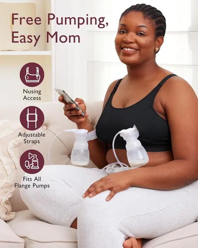 Vista 2 de Momcozy - Brasier para extracción de leche y lactancia, manos libres, ajustable, brasier todo en uno