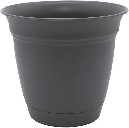 Vista 52 de The HC Companies Eclipse Maceta redonda de 6 pulgadas, con platillo, maceta para interiores y exteriores, para flores, verduras y hierbas, negro