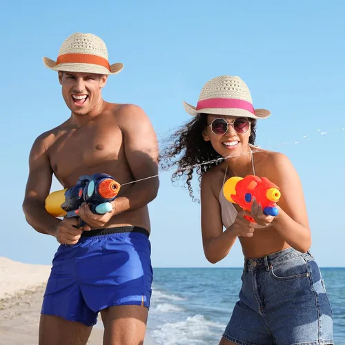 Vista 6 de Wesiti 12 sombreros para hombres y mujeres, sombreros de Panamá con banda colorida, sombrero de vaquero para verano, piscina, fiesta en la playa