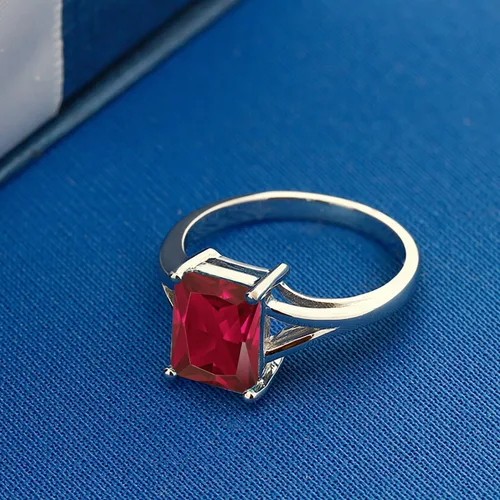 Vista 85 de Gem Stone King Anillo de compromiso solitario con diseño clásico de vástago dividido para mujer, plata de ley 925, piedra natal de piedra preciosa