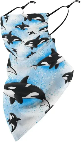 Vista 26 de Bufanda triangular reutilizable para la cara, bufanda con lazo para las orejas, bandana con protección solar UV
