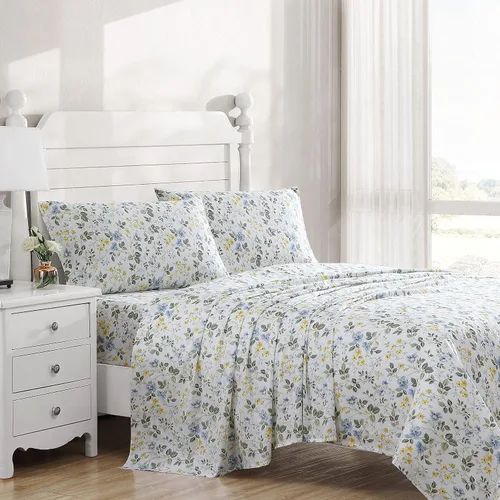 Vista 19 de Laura Ashley - Juego de sábanas individuales con sábana bajera y funda de Bettinas Blooms Rojo