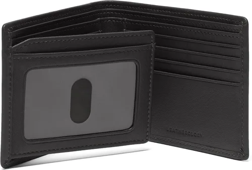 Vista 5 de Leatherology Billetera plegable de cuero para hombre con solapa para Negro Onyx
