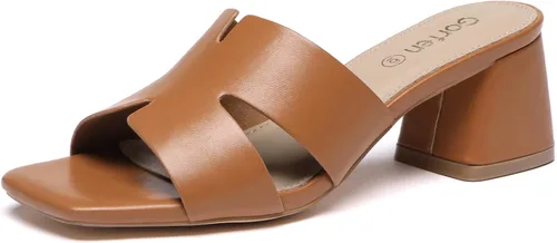 Vista 10 de Sandalias de tacón grueso con punta cuadrada abierta para mujer, sandalias bajas y cómodas de tacón bajo, sandalias casuales para el uso diario