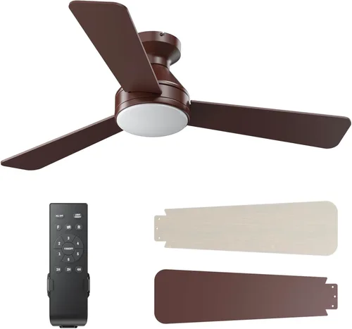 Vista 9 de Ventiladores de techo con luces, ventilador de techo de 42 pulgadas con luz y control remoto, ventiladores de techo de montaje empotrado de perfil