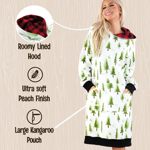 Vista 106 de Lazy One Sudadera con capucha de gran tamaño, ropa de dormir cómoda, vestido de suéter para mujer