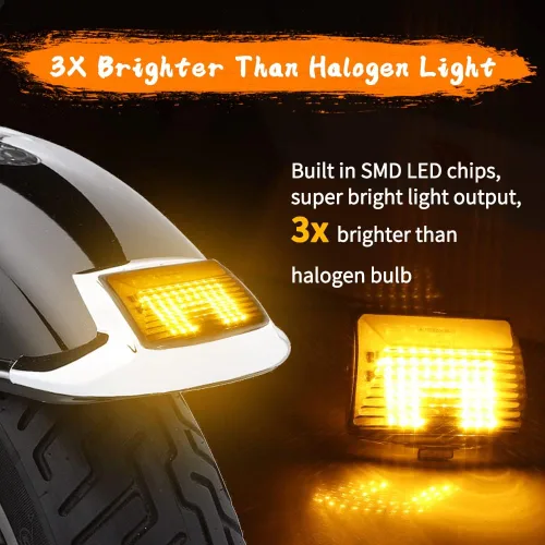 Vista 2 de DTR2017 - Luces delanteras ahumadas de punta de guardabarros LED para Harley Softail Heritage, Sportster, Road Glide Touring Fatboy Electra Glide