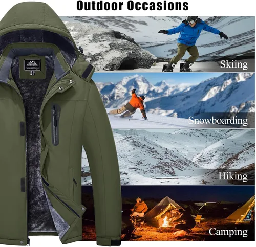 Vista 7 de MAGCOMSEN - Abrigos de invierno para hombre, impermeables, con forro polar, parka, con capucha, para esquiar, senderismo, trabajo