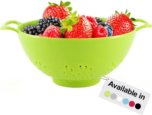 Vista 15 de Meadow Lane - Colador pequeño de 6 pulgadas, libre de BPA, apto para lavavajillas, con asas dobles, escurridor compacto de alimentos para bayas