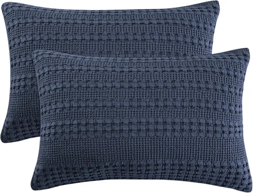 Vista 63 de PHF Fundas de almohada 100% algodón con tejido de gofre de 24 x 24 pulgadas, paquete de 2 fundas cuadradas para decoración elegante del hogar, sin
