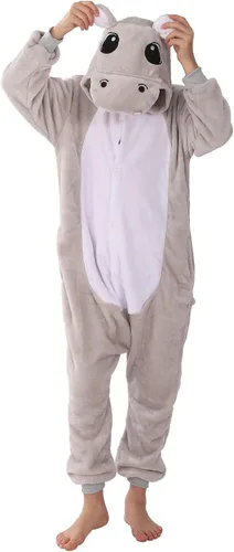 Vista 3 de WOYASIM Disfraz de franela para niños, disfraz de Halloween, Pascua, animales, cosplay para niñas y niños, una pieza