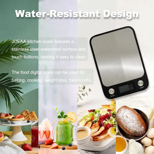 Vista 6 de Báscula de cocina de alimentos, báscula digital de 22.0 lbs y 22 libras, impermeable, gramos y onzas para pérdida de peso, hornear, cocinar