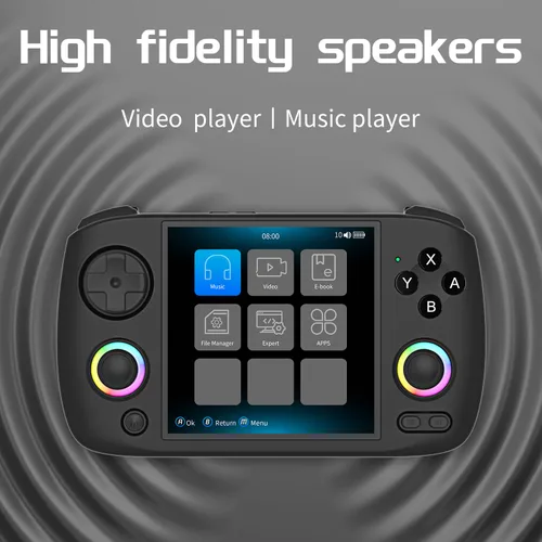 Vista 7 de RG CubeXX Retro Handheld Game Console 3.95 inch IPS Screen Built-in 64G TF Card Pre-Installed 5035 Games Linux System RGCube XX Portable Game