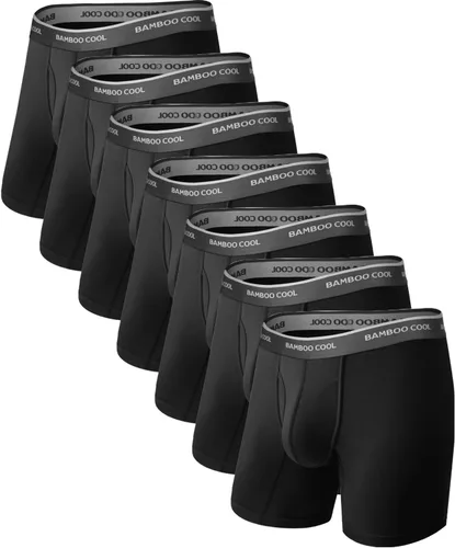 Vista 15 de BAMBOO COOL Calzoncillos tipo bóxer transpirables para hombre con bragueta que absorbe la humedad, ropa interior ligera, paquete de 7