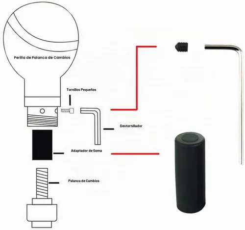 Vista 8 de Lunsom Pomo de Palanca de Cambios de Cuero, Cabezal de Mango de Palanca de Cambios de Transmisión Type-R se Adapta a la Mayoría de Automóviles Negro