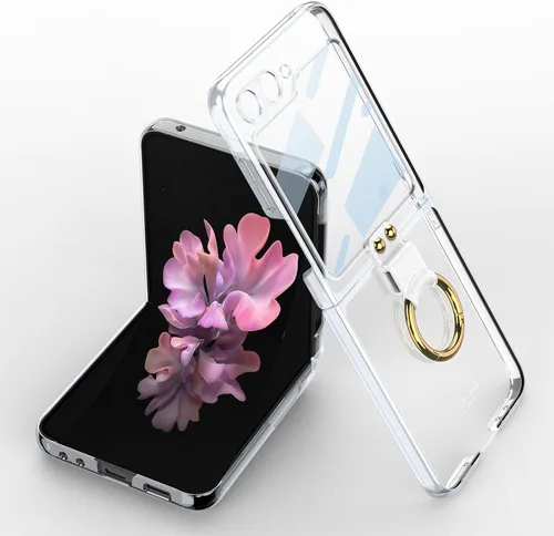 Vista 15 de SHIEID Z Flip 4 - Funda protectora delgada con soporte de anillo, borde galvanizado para Galaxy Z Flip 4, con protector de pantalla integrado
