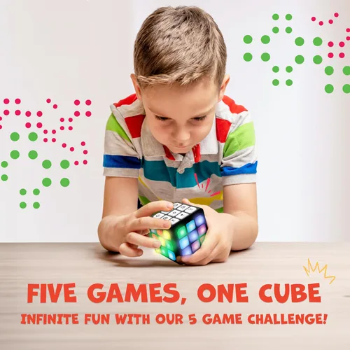 Vista 3 de Winning Fingers Cubo Intermitente Electrónico de Memoria y Juego Cerebral - 4 en 1 Juguetes Portátiles Stem para Niños - Gadgets Geniales