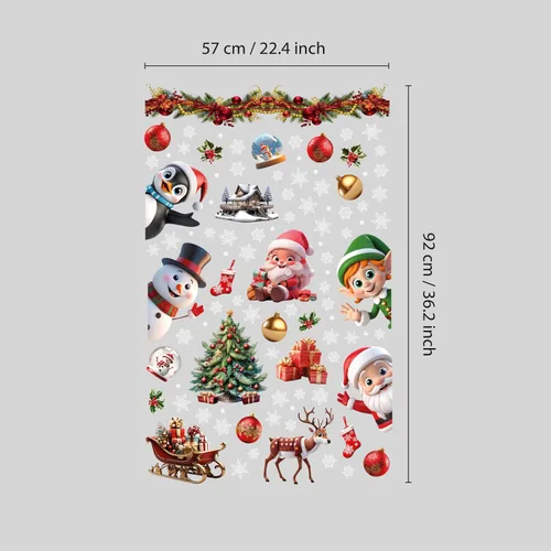 Vista 5 de WALPLUS Adhesivos de Navidad para Ventana - Decoraciones de Liquidación, de Doble Cara, Reutilizables, Despegar y Pegar, Extraíbles para Vidrio