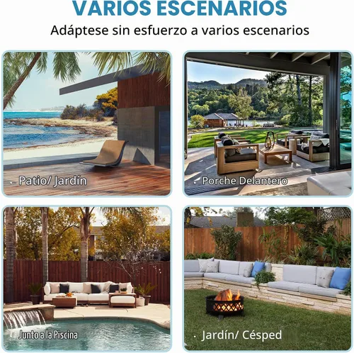 Vista 7 de Juego de muebles de patio de 3 piezas, juego de mimbre para exteriores Beige