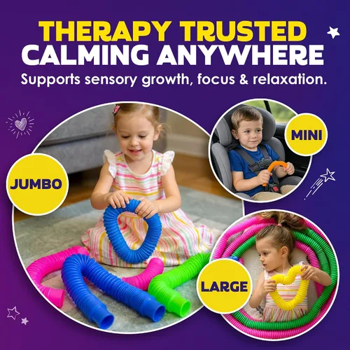 Vista 6 de Nutty Toys Mini tubos Pop – Juguetes sensoriales – Creatividad infinita y diversión para niños y niños pequeños Paquete de 8 mini Conecta