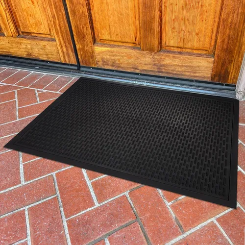 Vista 9 de Tapete para piso de hule comercial con raspador estilo laberinto, contra la fatiga, duradero, 3 x 5 pies