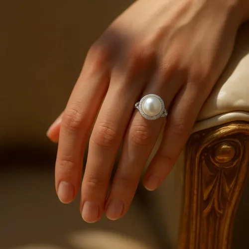 Vista 2 de The Pearl Source Real Freshwater Pearl Ring for Women, Genuine Cultured Freshwater Pearls, Fine Jewelry Gift