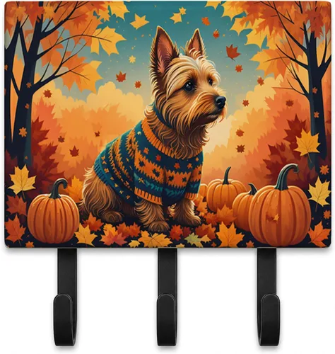 Vista 14 de Affenpinscher - Correa de otoño o llavero Affenpinscher Fall artwork on ceramic tile with three steel hooks for keys, leashes, towels
