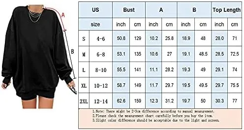 Vista 4 de Sudaderas de manga larga de gran tamaño para mujer, con cuello redondo, de color puro y estilo informal