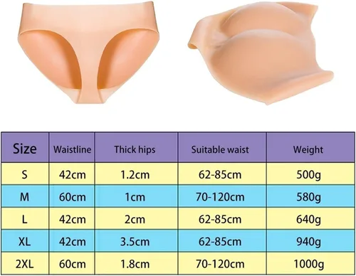 Vista 2 de JuZi Store Bragas realistas de silicona para reforzar los glúteos, ampliación de glúteos, caderas más grandes, para mujer, levantamiento de glúteos