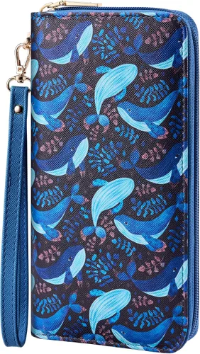 Vista 105 de Chelmon - Monedero para mujer de cuero genuino con bloqueo de señal RFID, para tarjetas de crédito