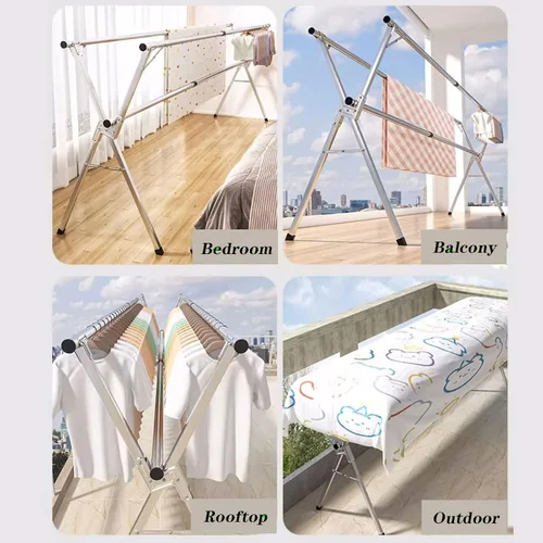 Vista 4 de Laundry Room Collapsible Clothes Drying Rack, Clothes Storage Rack for Indoor Outdoor, Stainless Steel Racks for Laundry, Clothes Dryer Racks for