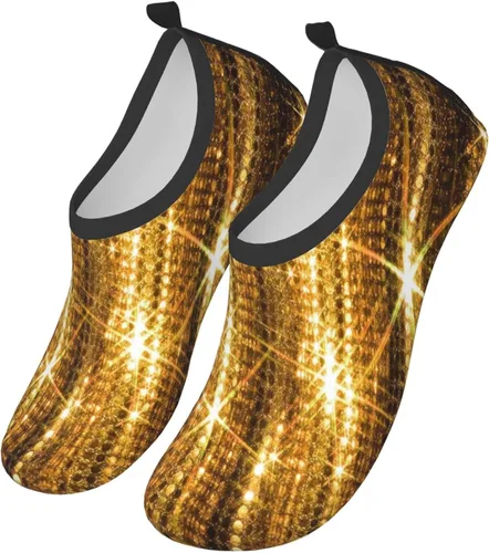 Vista 2 de Zapatos acuáticos de playa al aire libre diseño de brillo dorado zapatos descalzos calcetines de piscina para natación surf yoga