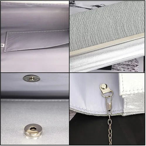Vista 3 de Queena Bolso de mano de noche con purpurina brillante para mujer, bolso de cadena para boda, fiesta de graduación, regalo para mamá, esposa, novia