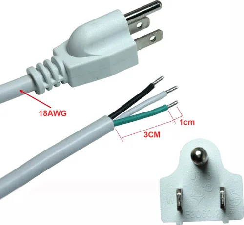 Vista 2 de Cable de alimentación de repuesto resistente de calibre 18 y 3 clavijas de 6 pies con interruptor de encendido/apagado Luz indicadora verde