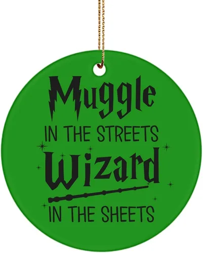 Vista 3 de Muggle in The Streets Wizard in The Sheets - Adorno para fanáticos de los fanáticos del divertido hechicero Nerd Geek de cerámica redonda de 3