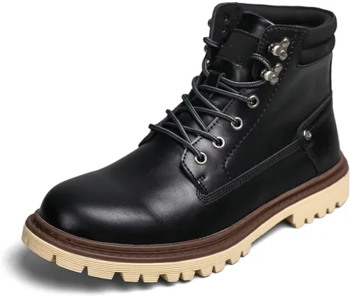 Vista 11 de Shaire Botas Chukka de cuero para hombre Botines con cordones para hombre Botas cómodas casuales