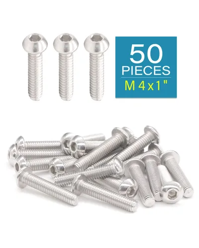 Vista 2 de M4-0.7 x 1 Tornillos de cabeza de botón Tornillos (50 piezas) 18-8 Acero inoxidable 304 Allen Tornillo de máquina de rosca completa ISO7380 por