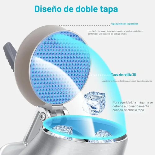 Vista 4 de Máquina de afeitar de hielo eléctrica, 4 cuchillas y 210 libras/hora, trituradora de hielo de 300 W para uso doméstico y comercial Máquina