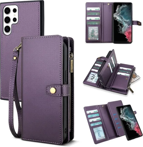 Vista 20 de TwoHead - Funda tipo cartera para Samsung Galaxy S22, 11 tarjeteros, color negro Sueño Negro