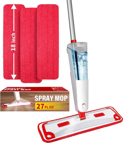 Vista 10 de PowerMop para limpieza de suelos con 3 almohadillas lavables, mopa de microfibra húmeda y seca con botella recargable de 24.3 fl oz para cocina