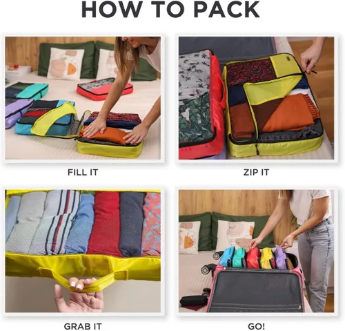 Vista 7 de Cubos de embalaje pequeños para maletas, juego de 5 piezas, bolsas organizadoras de viaje para equipaje de mano
