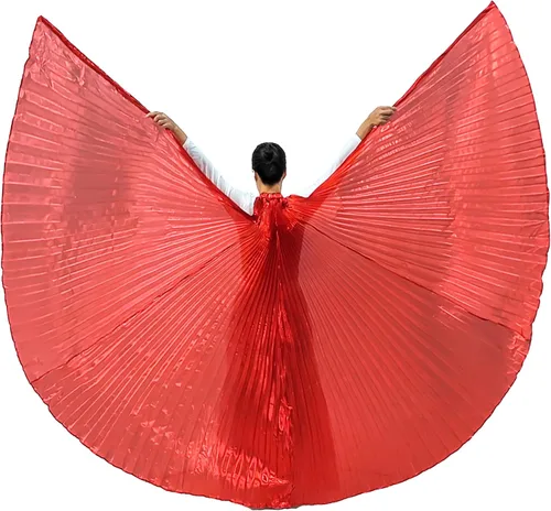 Vista 9 de Wuchieal Disfraz de danza del vientre de 2 palos y coak de ángel para mujer 0#amarillo-rojo-azul