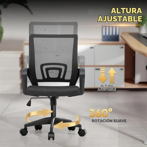 Vista 6 de Magshion Silla de oficina ergonómica, silla de escritorio de malla para Negro