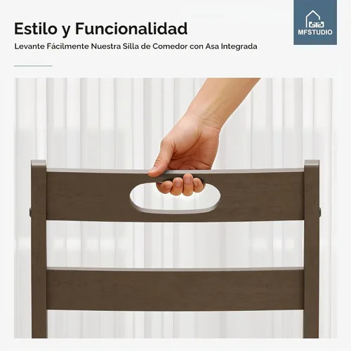 Vista 4 de MFSTUDIO Juego de 4 sillas de mesa de cocina de 5 piezas, juego de mesa de comedor de madera para 4, juego de mesa de comedor de granja que ahorra