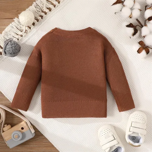 Vista 2 de PATPAT Suéter de punto para bebés y niñas, ropa de manga larga sólida cálida