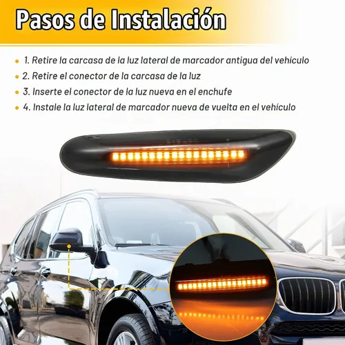 Vista 7 de X AUTOHAUX Señales de giro laterales LED completas para BMW 1 3 5 Serie E36 E46 E60 E87 E90 E92 X1 X3 63133418447 63133418448 Ensamblajes de luz