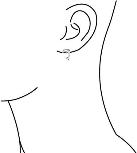 Vista 3 de Aretes de plata de ley 925 con diseño náutico hawaiano de luna de miel, vida marina, criatura marina, calamar, pulpo, manatíes, delfín, ballena