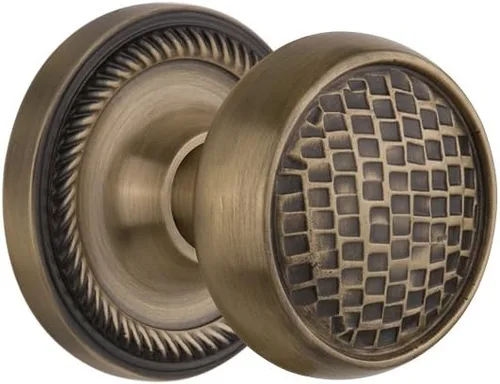 Vista 5 de Nostalgic Roseta de cuerda de almacén con perilla artesanal, mortaja - 2.25", bronce atemporal